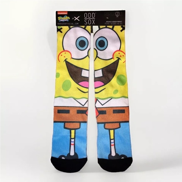 Odd Sox: SPONGE BOB Novelty Crew Socks Fits Sizes 6-13 NWT Gag Gift - Picture 3 of 4